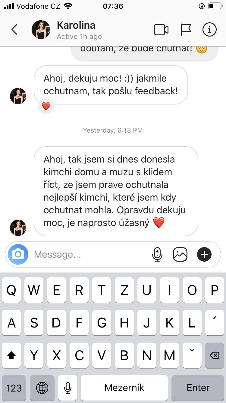 Recenze zákazníka — Karolina, nejlepší kimchi